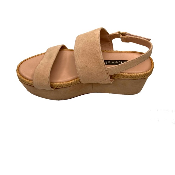Alice + Olivia Platform Sandals Suede Nude Blush Slingback Jute Trim 6 Eur 36M - Picture 11 of 14